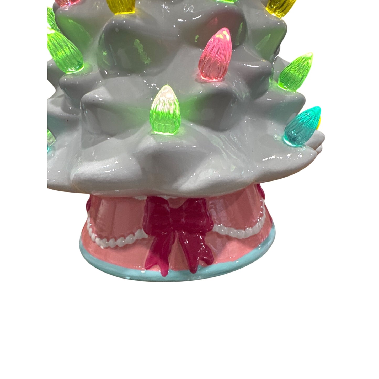 Hello Kitty Ceramic Christmas Tree With Multi-Color Lights 12" By Ikonic
