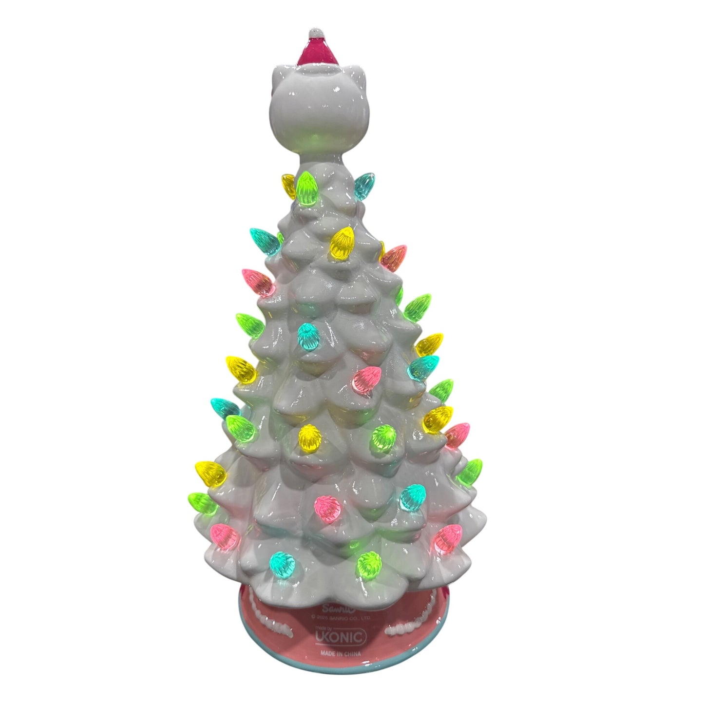 Hello Kitty Ceramic Christmas Tree With Multi-Color Lights 12" By Ikonic