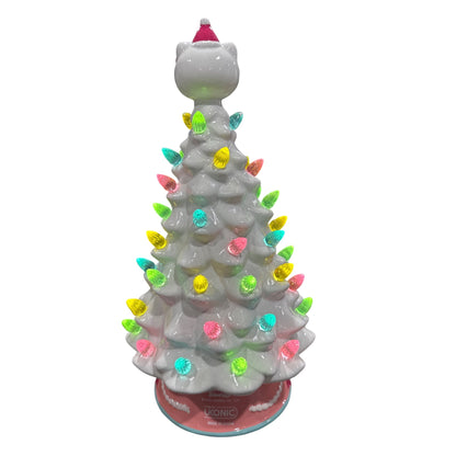 Hello Kitty Ceramic Christmas Tree With Multi-Color Lights 12" By Ikonic