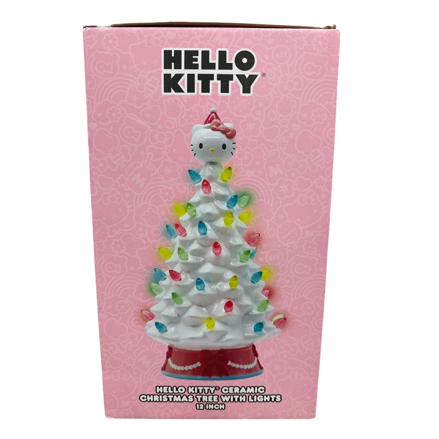 Hello Kitty Ceramic Christmas Tree With Multi-Color Lights 12" By Ikonic