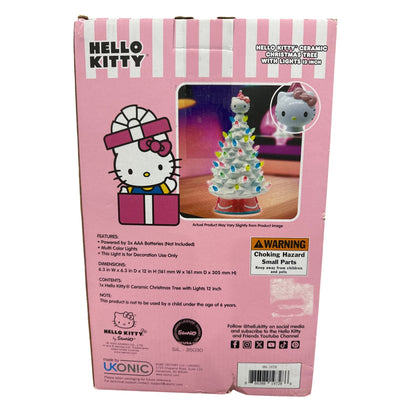 Hello Kitty Ceramic Christmas Tree With Multi-Color Lights 12" By Ikonic