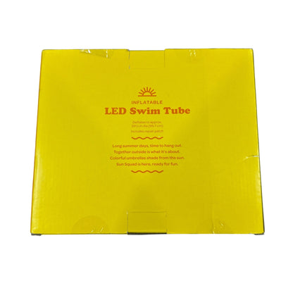 Inflatable LED Blue Swim Tube With Shake-Activated Lights 36-Inch Diameter Sun Squad