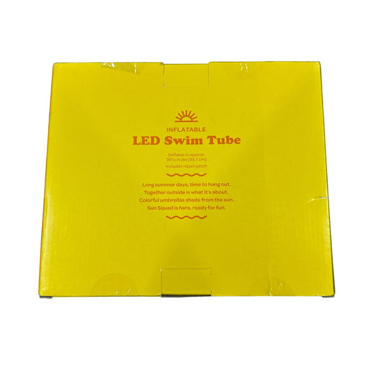 Inflatable LED Blue Swim Tube With Shake-Activated Lights 36-Inch Diameter Sun Squad