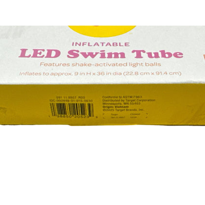 Inflatable LED Blue Swim Tube With Shake-Activated Lights 36-Inch Diameter Sun Squad