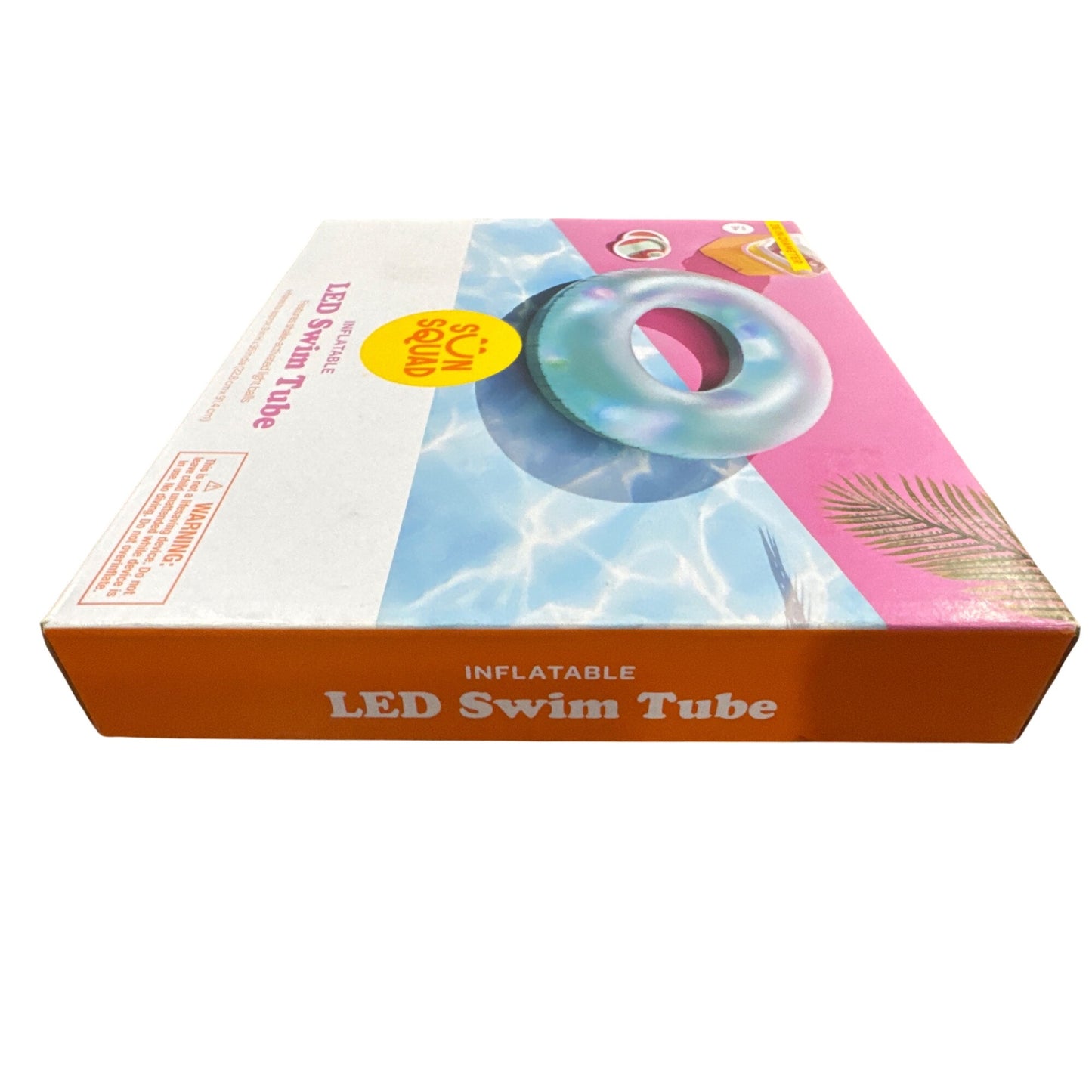 Inflatable LED Blue Swim Tube With Shake-Activated Lights 36-Inch Diameter Sun Squad