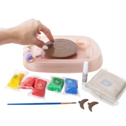 Motorized Pottery Wheel Kit With Air Dry Clay & Paints For Ages 6+ - 2 Speed Motor - Crafting Set By RMS