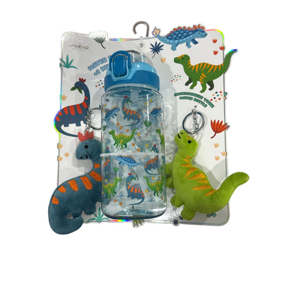 Dinosaur Water Bottle Set With 2 Plush Keychains - BPA-Free Kids Gift Danbar Global