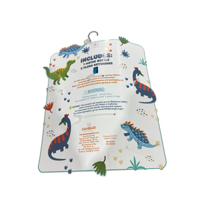Dinosaur Water Bottle Set With 2 Plush Keychains - BPA-Free Kids Gift Danbar Global