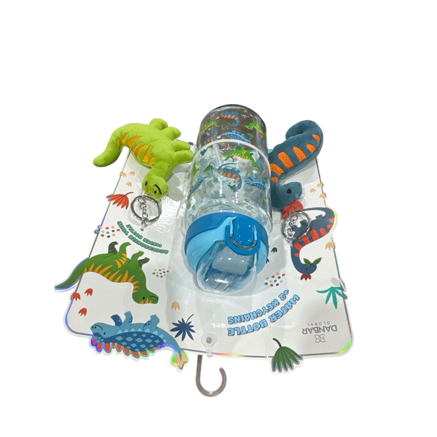 Dinosaur Water Bottle Set With 2 Plush Keychains - BPA-Free Kids Gift Danbar Global
