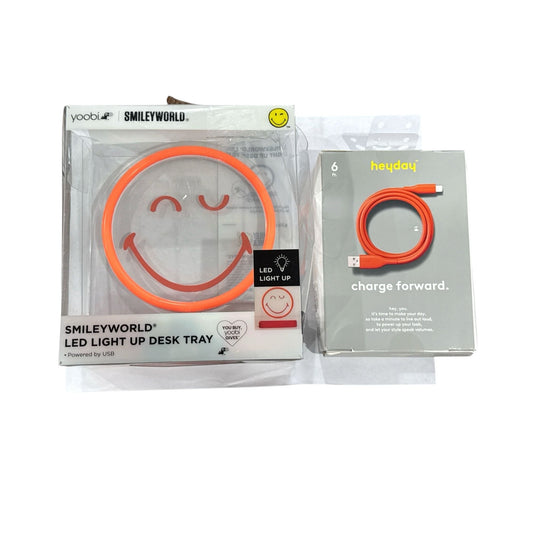 SmileyWorld LED Light Up Desk Tray & Heyday 6ft USB-A To Lightning Cable Bundle - Orange