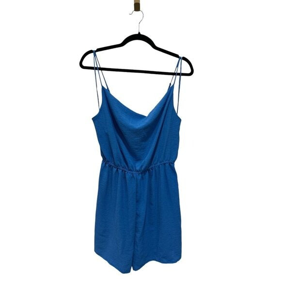 Good Luck Gem Women's Blue Sleeveless Romper With Adjustable Straps Size M
