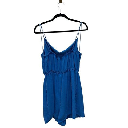 Good Luck Gem Women's Blue Sleeveless Romper With Adjustable Straps Size M