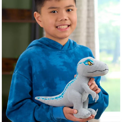Jurassic World Velociraptor Blue Plush Toy 9.5" Gray & Blue Dinosaur Stuffed Animal