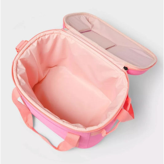 24 Cans/20.7qt Soft Sided Cooler - Sun Squad™ Pink: Zip Closure & Adjustable Straps