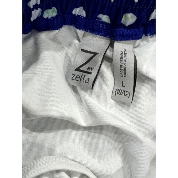 Z By Zella Girls Polka Dot Elastic Waist Active Shorts L Blue/White/Yellow