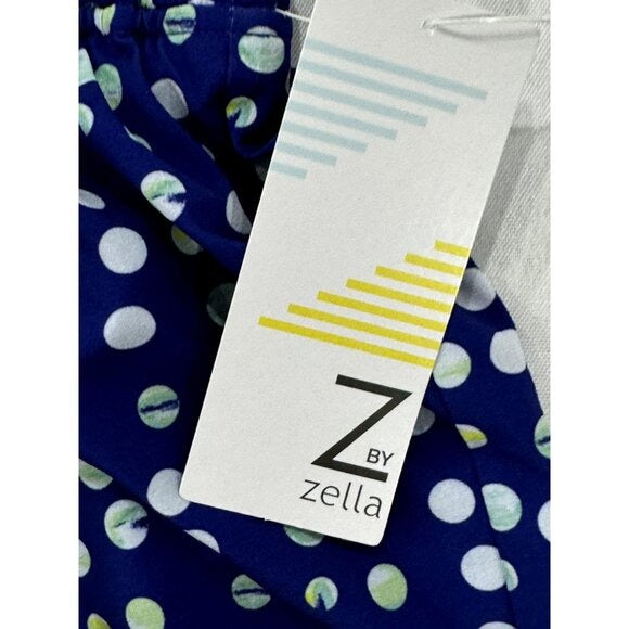 Z By Zella Girls Polka Dot Elastic Waist Active Shorts L Blue/White/Yellow
