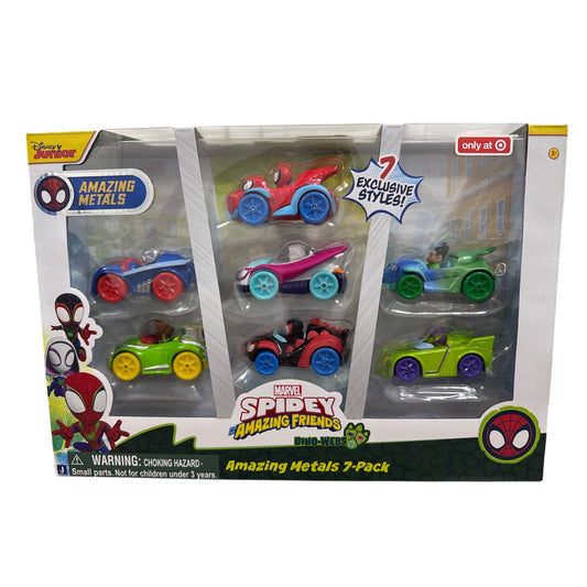 Marvel Spidey & Amazing Friends Dino-Webs Amazing Metals 7-Pack Exclusive Styles Toy Cars
