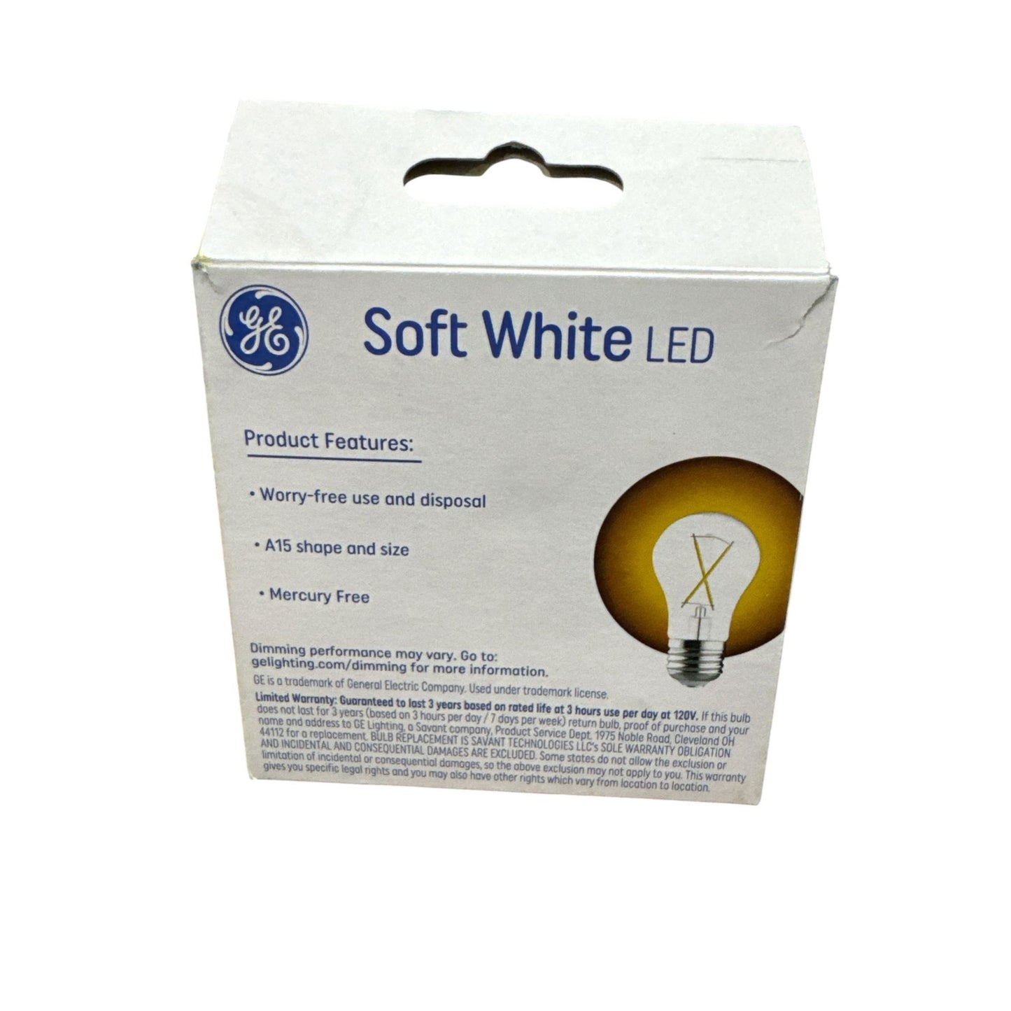 GE Soft White LED Light Bulbs 40W Equivalent A15 Classic Shape Dimmable 2 Pack 320 Lumens Long-Lasting Energy-Efficient