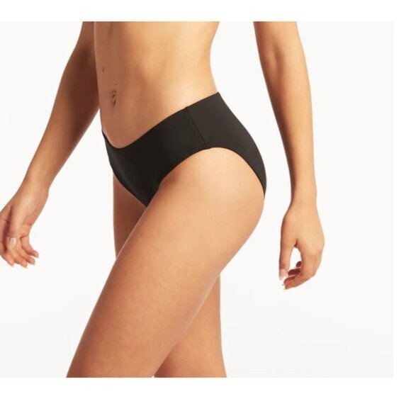 Sea Level Swim Essentials Mid Bikini Bottom Black US 4