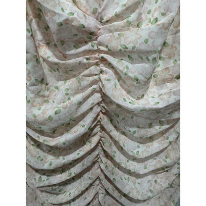 Elodie Pink Floral Ruched Mini Dress With Ruffle Sleeves XL Made In China