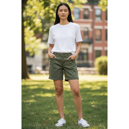 Wit & Wisdom Women's Olive Green Ab-Solution Cuffed Stretch Shorts Size 0 Casual Everyday Style