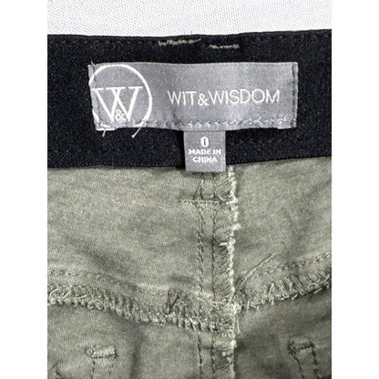 Wit & Wisdom Women's Olive Green Ab-Solution Cuffed Stretch Shorts Size 0 Casual Everyday Style