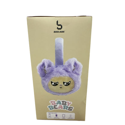 Baby Bears Plush Wireless Bluetooth Headphones - Adjustable Headband Soft Cushion Purple Bear Design Compatible With iPhone/Android