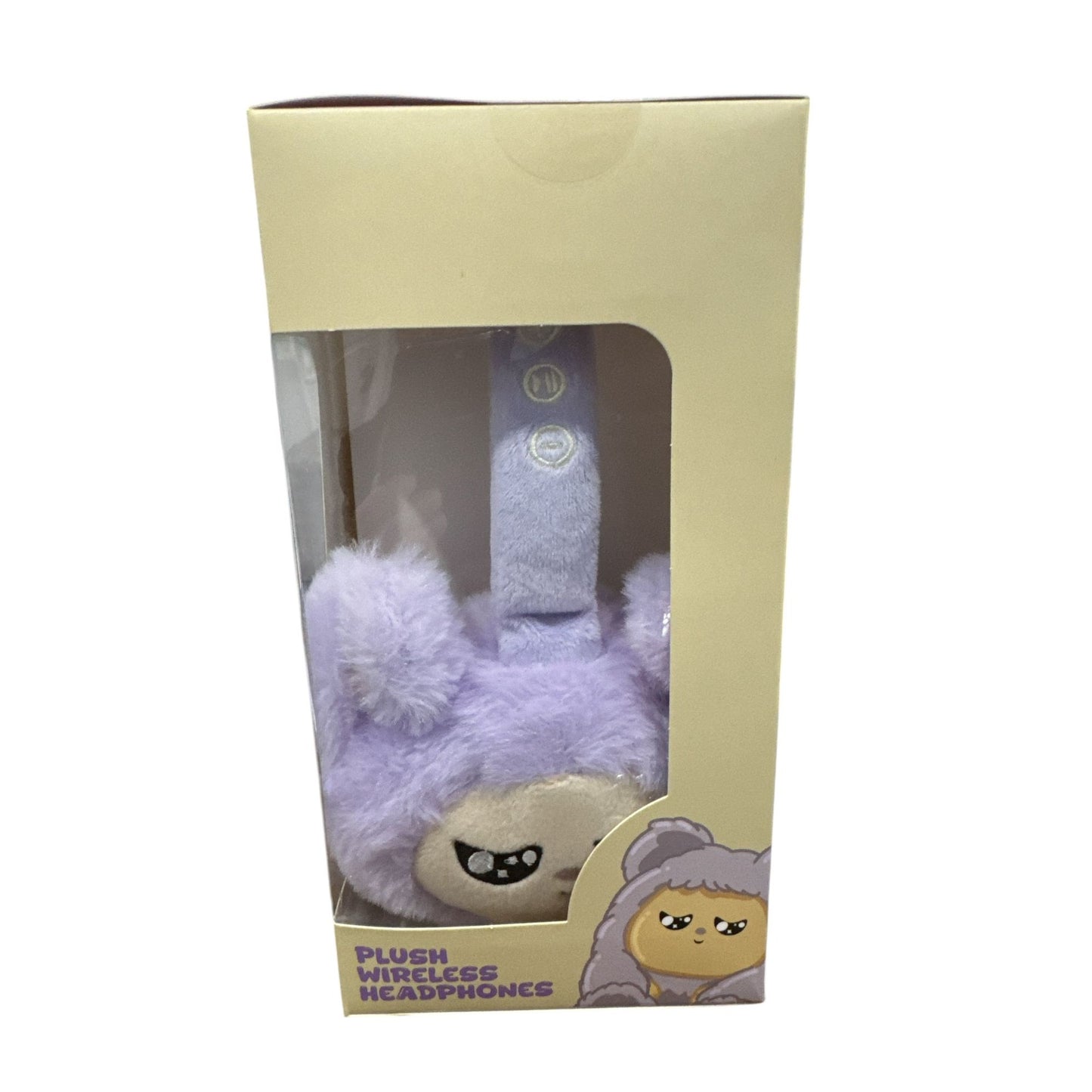 Baby Bears Plush Wireless Bluetooth Headphones - Adjustable Headband Soft Cushion Purple Bear Design Compatible With iPhone/Android