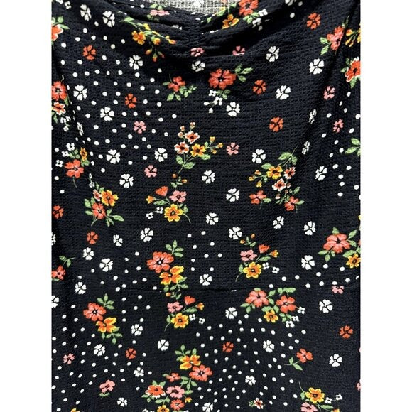 Floral Puff-Sleeve Mini Dress By Miss Selfridge Black Multicolor Sz US 4 Stretchy Fabric