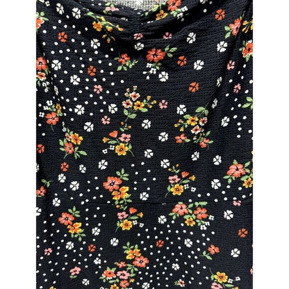 Floral Puff-Sleeve Mini Dress By Miss Selfridge Black Multicolor Sz US 4 Stretchy Fabric