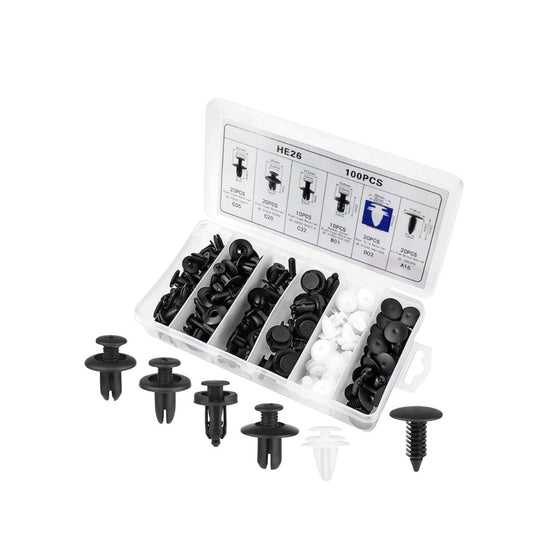 QIYCCE 120PCS Car Retainer Clips Set With Assorted Sizes & Types In Clear Storage Box