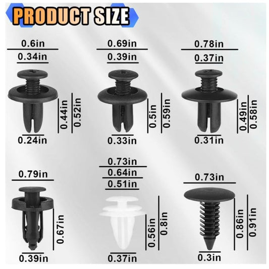 QIYCCE 120PCS Car Retainer Clips Set With Assorted Sizes & Types In Clear Storage Box