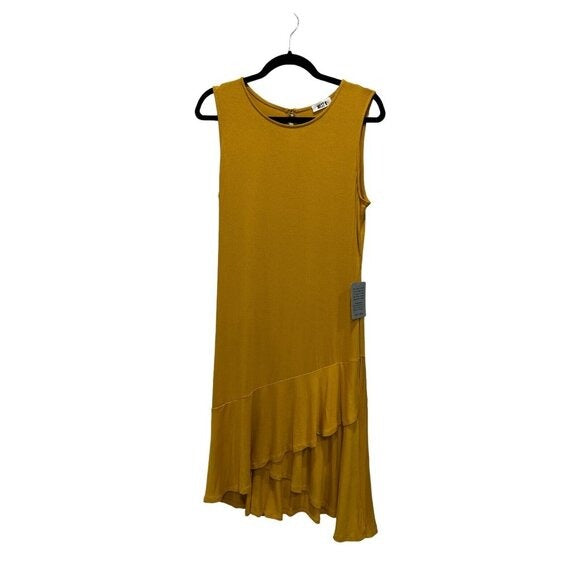 West K Mustard Asymmetrical Hem Sleeveless Dress Size Large