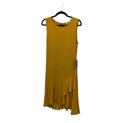 West K Mustard Asymmetrical Hem Sleeveless Dress Size Large