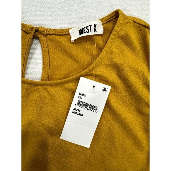 West K Mustard Asymmetrical Hem Sleeveless Dress Size Large