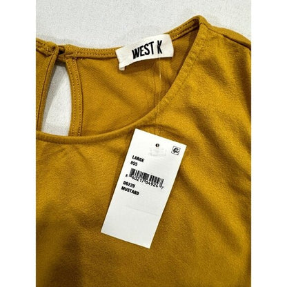 West K Mustard Asymmetrical Hem Sleeveless Dress Size Large