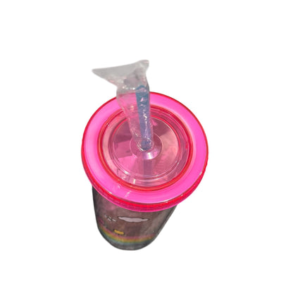 Hello Kitty Rainbow Tumbler With Straw 20oz Pink Lid BPA-Free Cute Design
