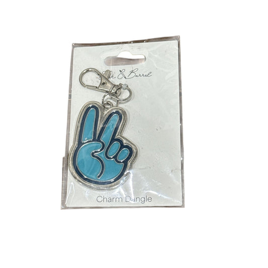 Peace Sign Keychain Charm Dangle Blue & Silver With Lobster Clasp - Set Of 2