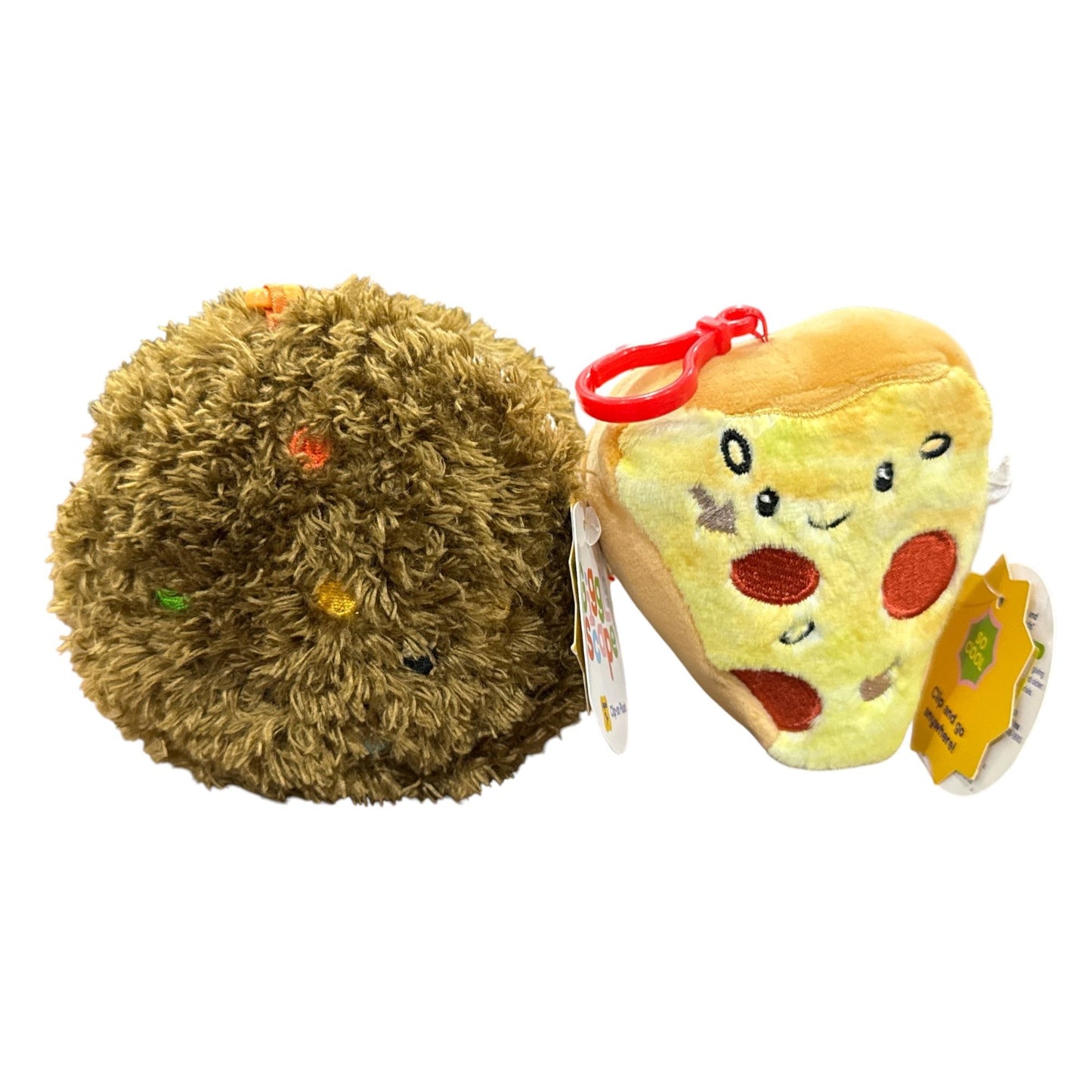 Gigglescape Pizza & Cookie Plush Clip-On Toys Fun Food-Themed Keychain Soft Stuffed Set For Kids