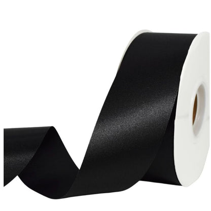 Wide Black Satin Ribbon Roll 1-1/2" x Approx. 30+ Yards For Crafts Gift Wrapping And Decorations
