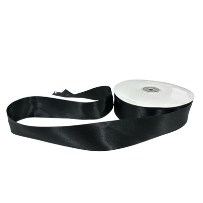 Wide Black Satin Ribbon Roll 1-1/2" x Approx. 30+ Yards For Crafts Gift Wrapping And Decorations
