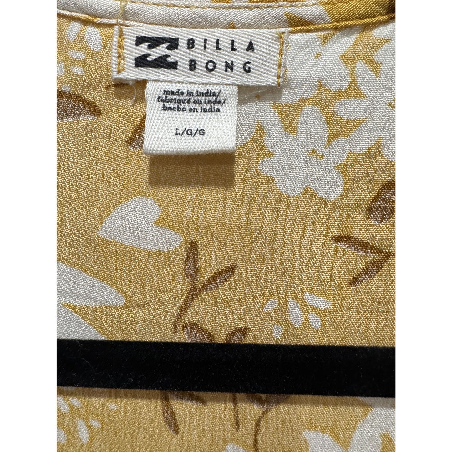 Billabong Women's Yellow Floral Long Sleeve Mini Dress Button Front Size L