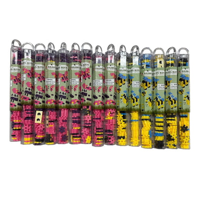 Mini Building Blocks Set - 15 Tubes With 72 Blocks Each - Bee & Flower Themes - Creative Puzzle Toys For Ages 3+