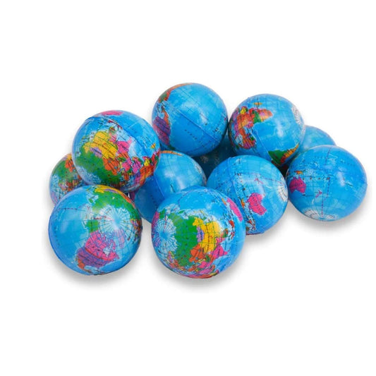Mini 2" Globe Stress Balls 36 Pcs- Educational & Fun Stress Relief Toys - World Map Design - Classroom Supplies For Party Favors