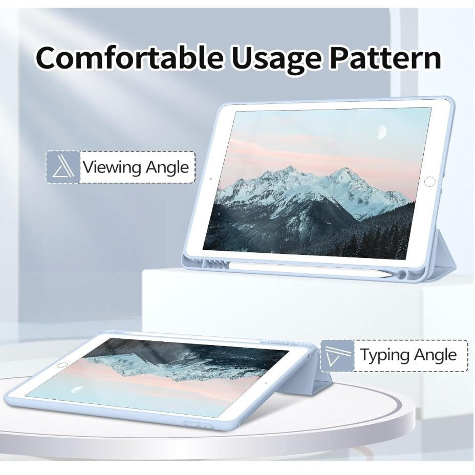 JKSML Protective Case with Pencil Holder for iPad 9/8/7 10.2 Inch, Auto Sleep/Wake, Blue