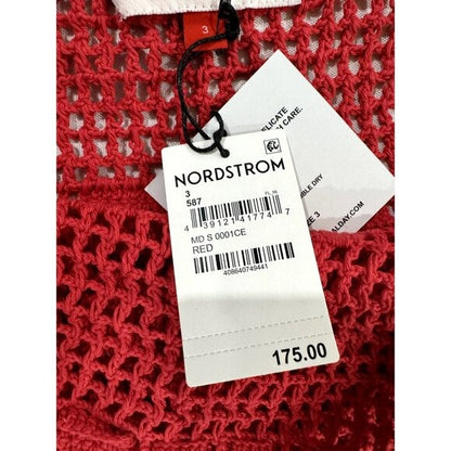 Memorial Day Women's Red Crochet Mini Skirt With Heart Pattern Size 3 Handmade 100% Cotton Blend