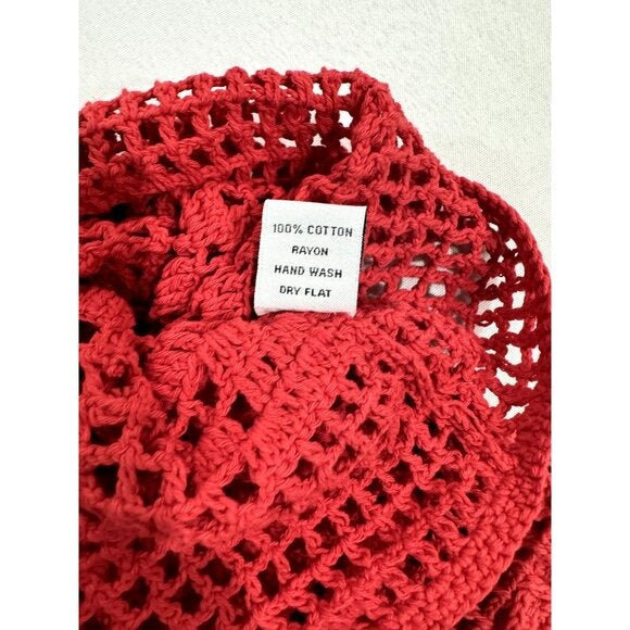 Memorial Day Women's Red Crochet Mini Skirt With Heart Pattern Size 3 Handmade 100% Cotton Blend