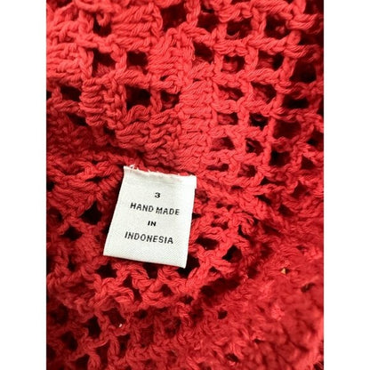 Memorial Day Women's Red Crochet Mini Skirt With Heart Pattern Size 3 Handmade 100% Cotton Blend