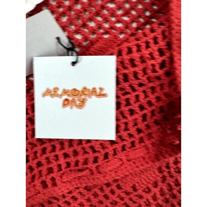 Memorial Day Women's Red Crochet Mini Skirt With Heart Pattern Size 3 Handmade 100% Cotton Blend