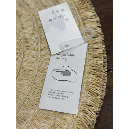 Wide-Brim Straw Sun Hat With Adjustable Fit & Fringe Detail By A New Day Natural L/XL 57-61cm